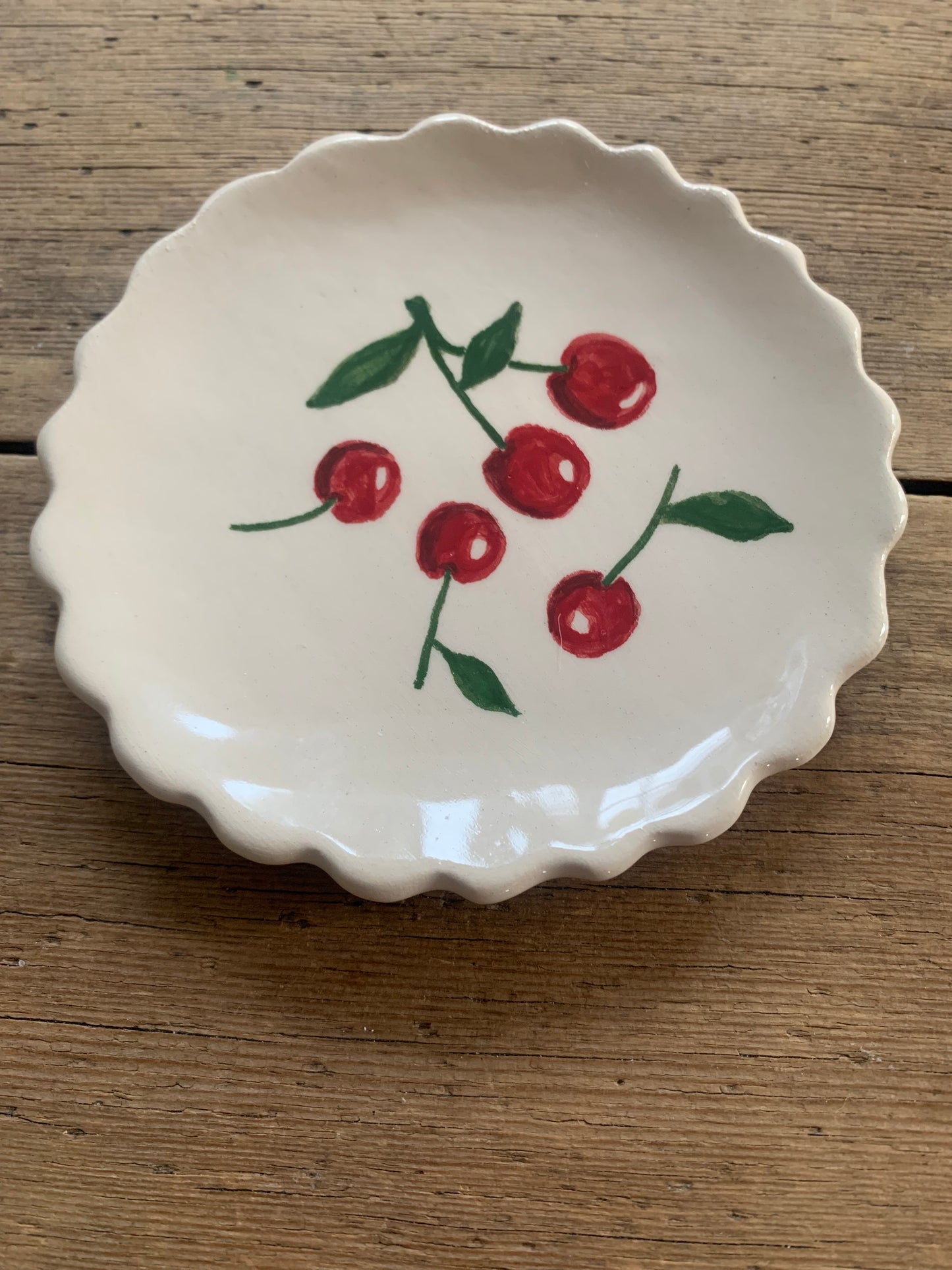 Mini Cherry Plate with scalloped edge